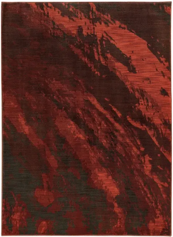 2' x 3' Abstract Power Loom Stain Resistant Area Rug - Red And Gray