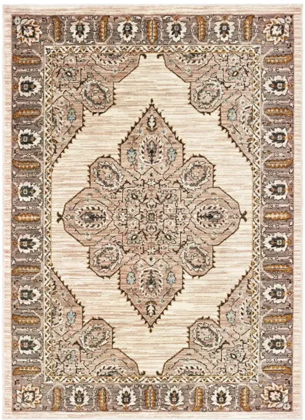 2' x 3' Oriental Power Loom Stain Resistant Area Rug - Ivory Gold Gray And Blue