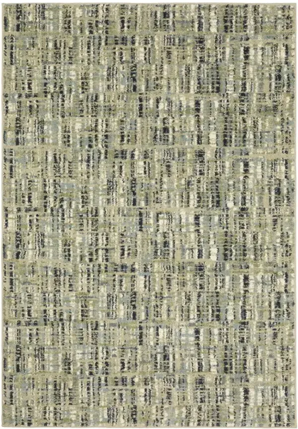 2' x 3' Abstract Power Loom Stain Resistant Area Rug - Green Blue Ivory Beige And Light Blue