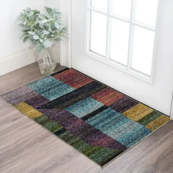 3' x 5' Geometric Power Loom Area Rug - Purple And Red