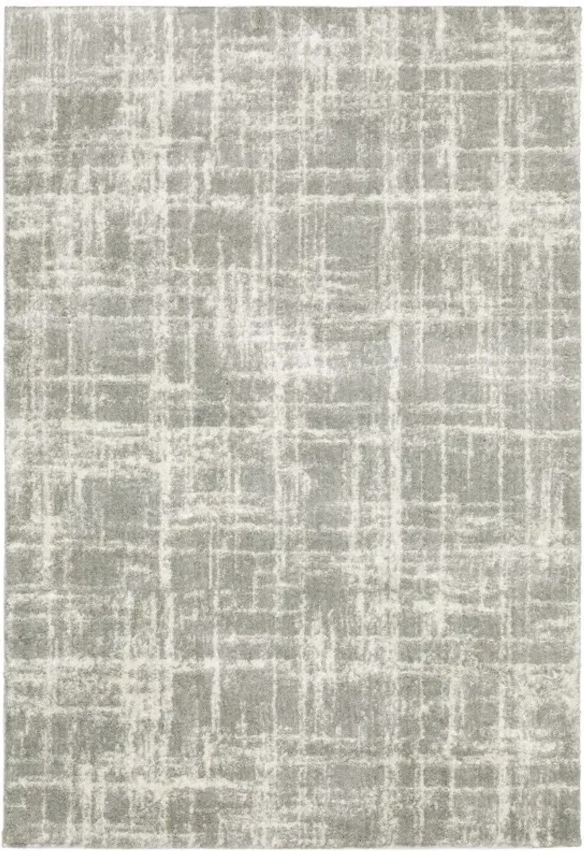 10' x 13' Abstract Shag Power Loom Stain Resistant Area Rug - Gray And Ivory