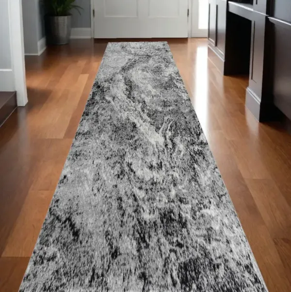 2' x 13' Abstract Area Rug - Gray