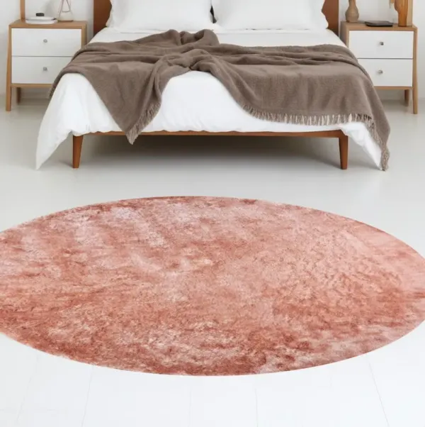 8' Round Shag Tufted Handmade Area Rug - Pink