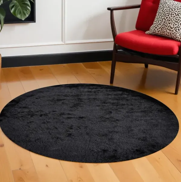 10' Round Shag Tufted Handmade Area Rug - Black