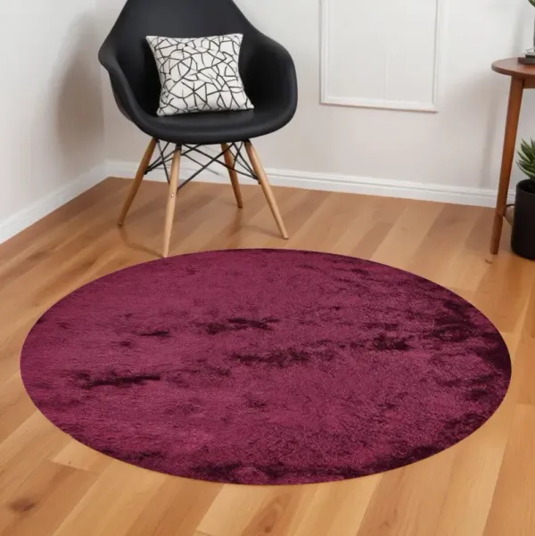 10' Round Shag Tufted Handmade Area Rug - Red And Purple