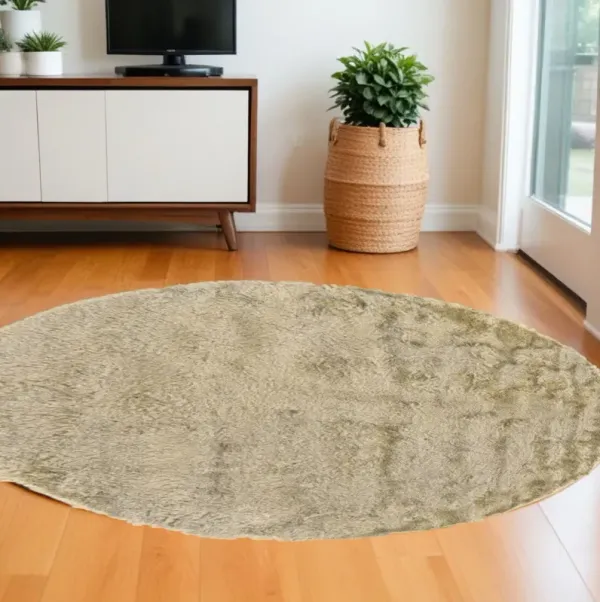 8' Round Shag Tufted Handmade Area Rug - Tan And Taupe