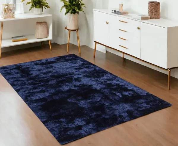 4' x 6' Shag Tufted Handmade Area Rug - Blue And Black