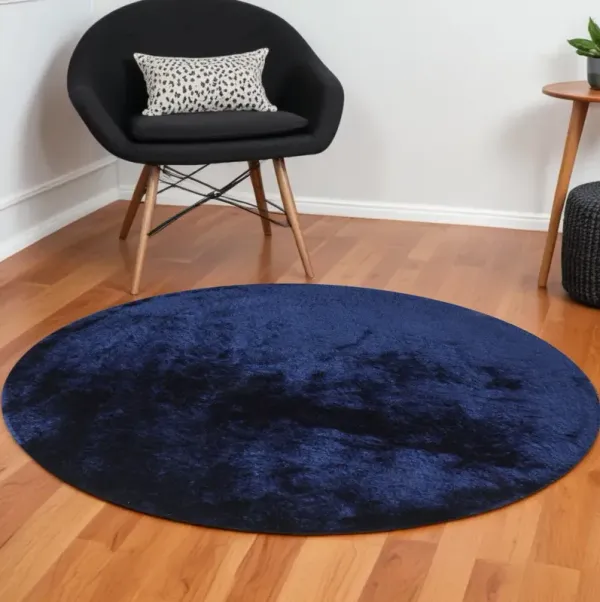 10' Round Shag Tufted Handmade Area Rug - Blue And Black