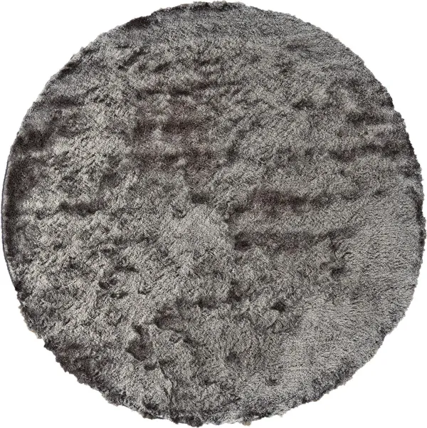 10' Round Shag Tufted Handmade Area Rug - Gray And Black