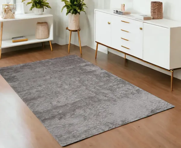 4' x 6' Shag Tufted Handmade Area Rug - Gray And Silver