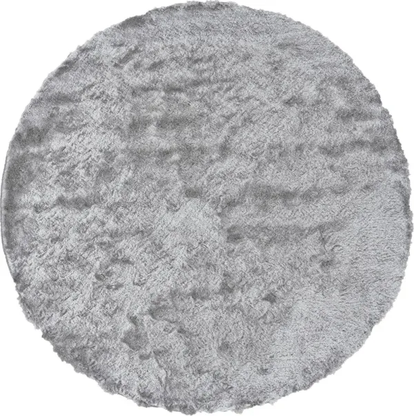 10' Round Shag Tufted Handmade Area Rug - Gray And Silver