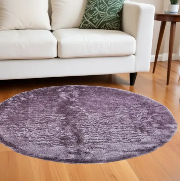 8' Round Shag Tufted Handmade Area Rug - Purple
