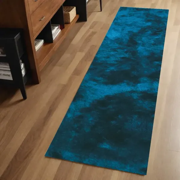 6' Runner Shag Hand Tufted Runner Rug - Blue And Green