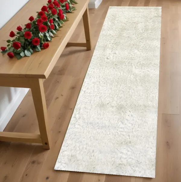 6' Shag Hand Tufted Runner Rug - White