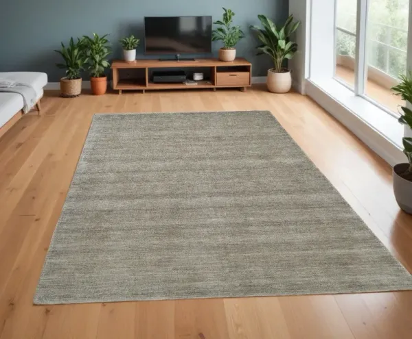 3.5' x 5.5' Wool Hand Woven Area Rug - Gray And Ivory