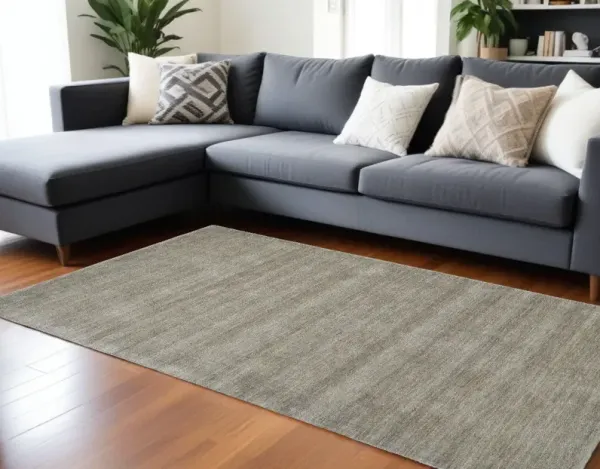 8' x 11' Wool Hand Woven Area Rug - Gray And Ivory