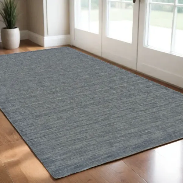 2' x 3' Wool Hand Woven Area Rug - Blue And Gray