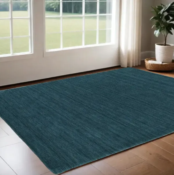 2' x 3' Wool Hand Woven Area Rug - Blue Green