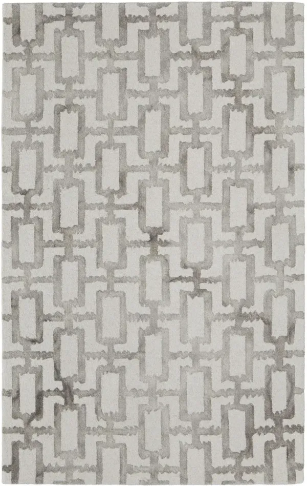 4' x 6' Wool Geometric Tufted Handmade Area Rug - Ivory And Taupe