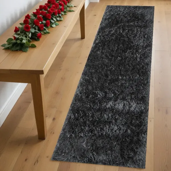 8' Shag Hand Tufted Runner Rug - Gray