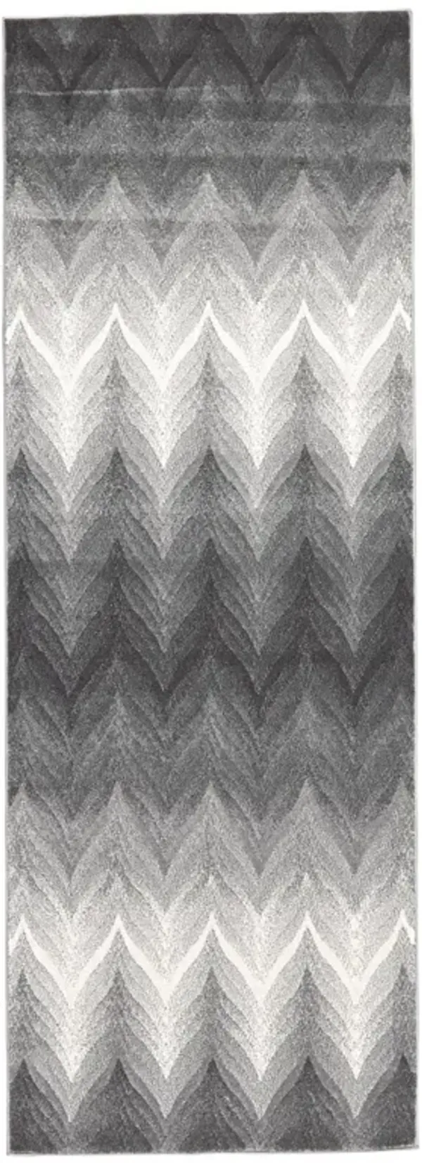 8' Geometric Runner Rug - Gray And White