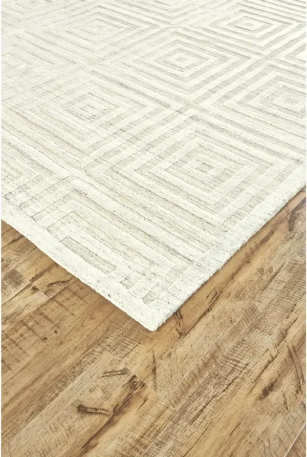 4' x 6' Geometric Hand Woven Area Rug - Ivory