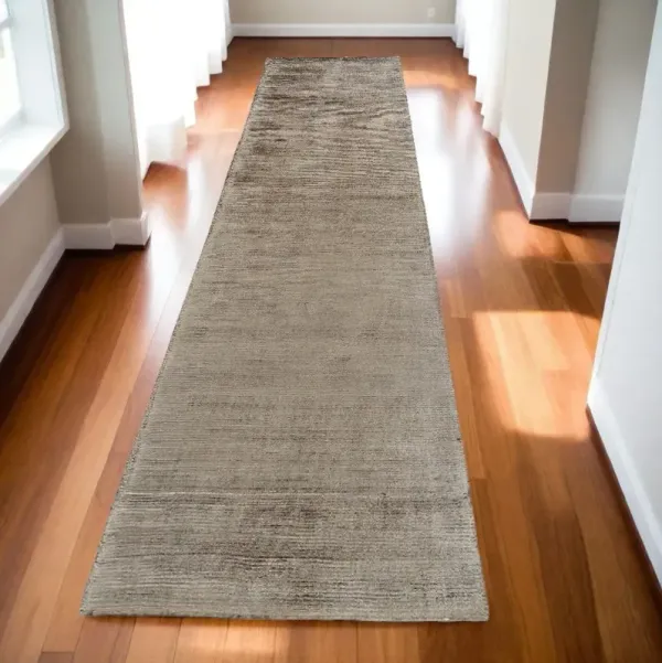 10' x 2.5' Hand Woven Runner Rug - Ivory And Tan