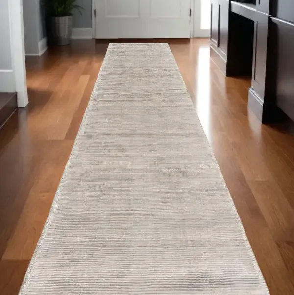 10' Hand Woven Runner Rug - Ivory And Tan