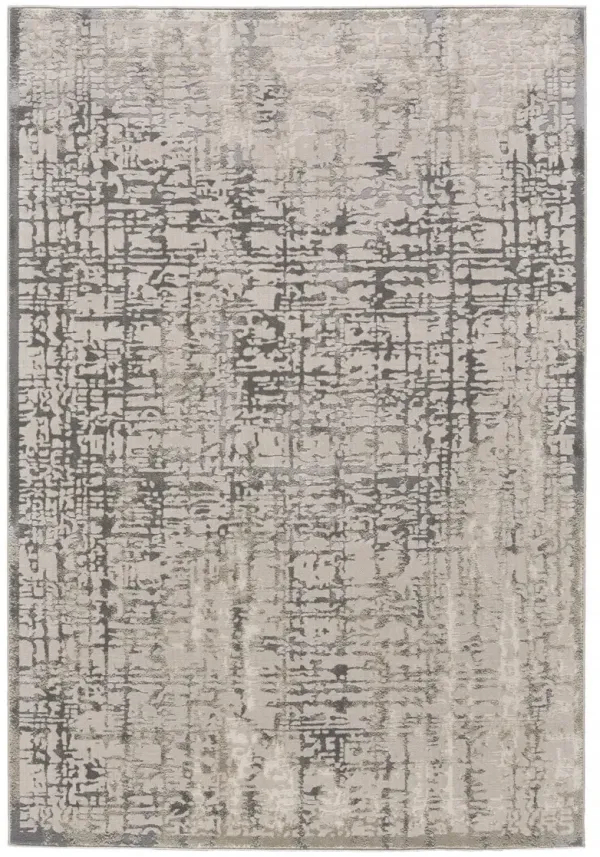 10' x 13.2' Abstract Stain Resistant Area Rug - Gray And Ivory
