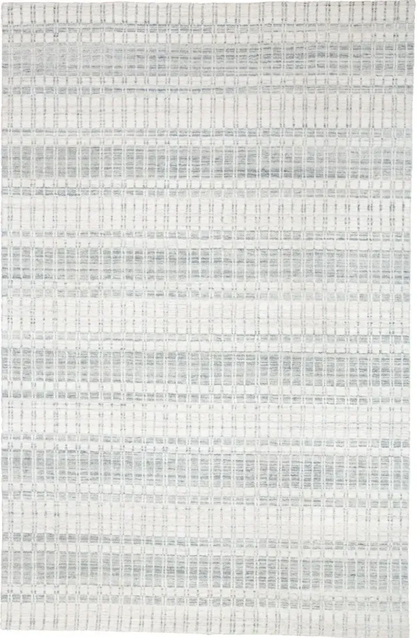 7' x 9' Striped Hand Woven Area Rug - Ivory And Blue