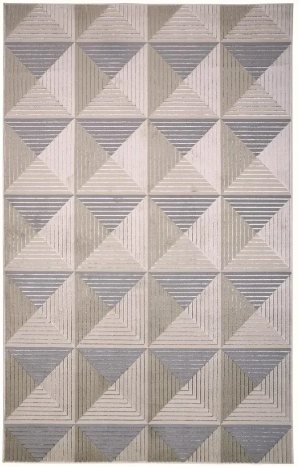 5' x 8' Geometric Stain Resistant Area Rug - Beige Gray And Ivory