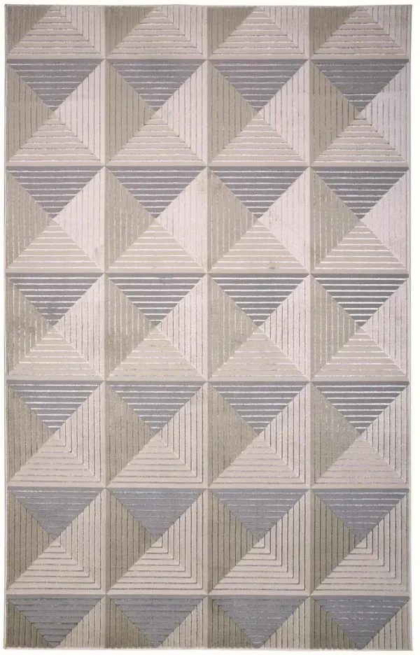 8' x 10' Geometric Area Rug - Beige Gray And Ivory