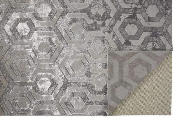 12' x 15' Abstract Area Rug - Gray Taupe And Silver