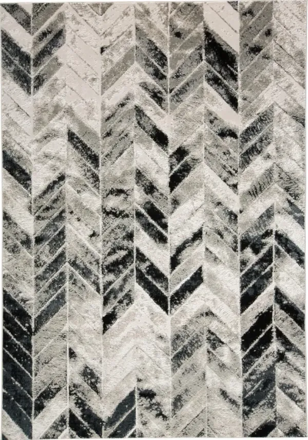 12' x 15' Geometric Stain Resistant Area Rug - Black Gray And Silver