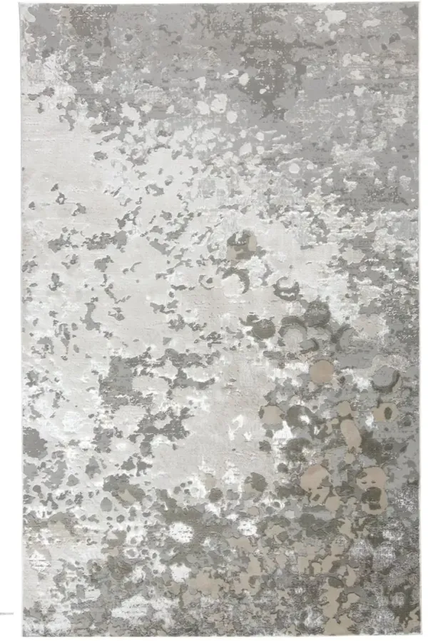 8' x 10' Abstract Area Rug - Silver Gray And White