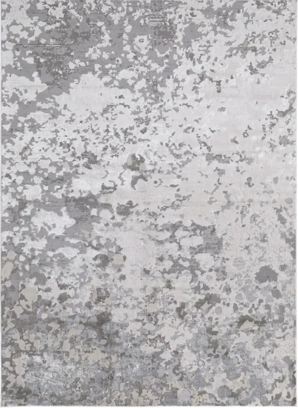 Abstract Area Rug - Silver Gray And White