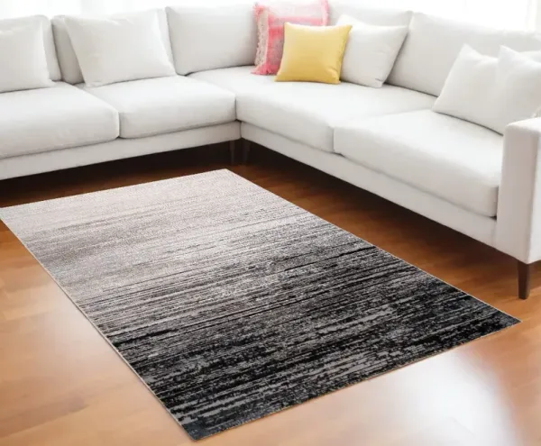 12' x 15' Gray Abstract Area Rug - Black And Dark