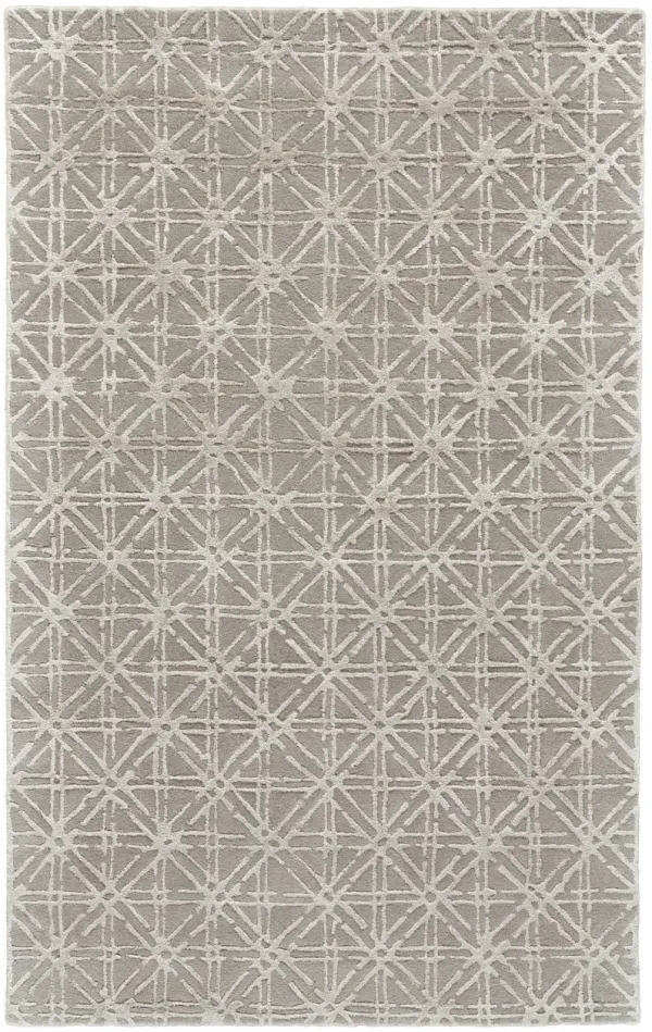 8' x 11' Wool Abstract Tufted Handmade Area Rug - Taupe Ivory And Tan