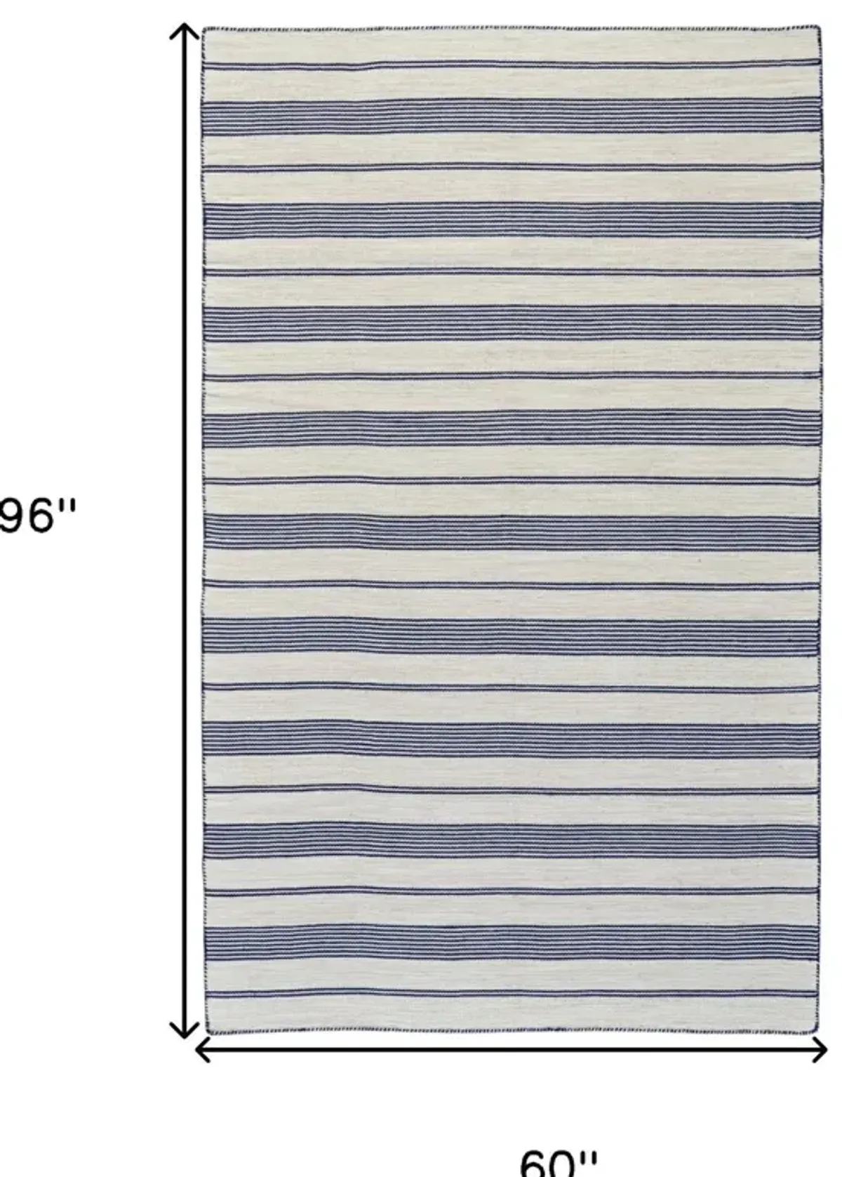 5' x 8' Striped Dhurrie Hand Woven Stain Resistant Area Rug - Blue And Ivory