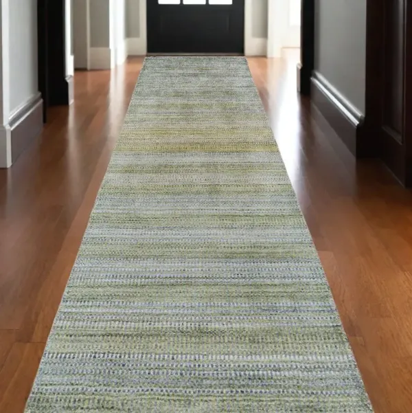 10' Ombre Hand Woven Runner Rug - Blue And Green