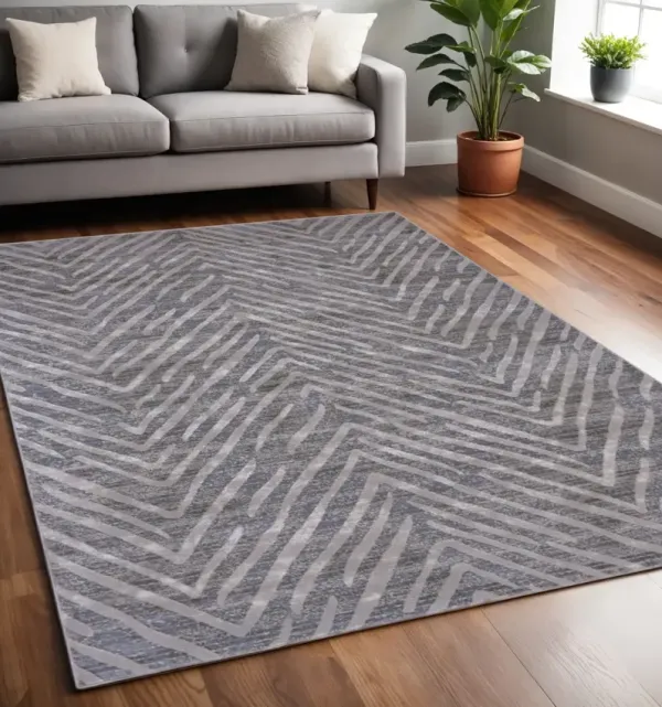 5' x 8' Abstract Stain Resistant Area Rug - Gray