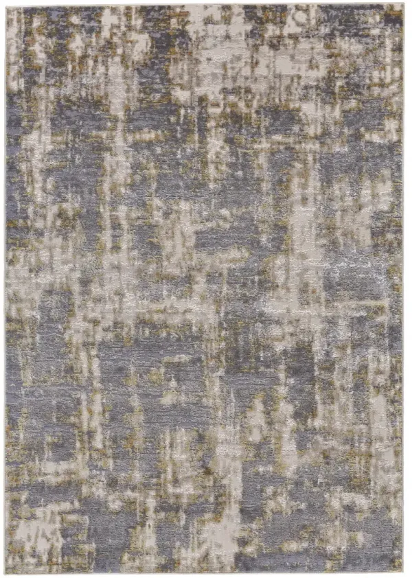 10' x 13' Abstract Stain Resistant Area Rug - Gray And Gold