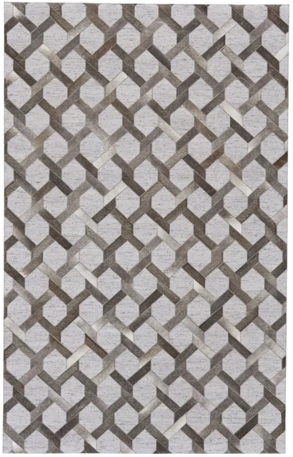 10' x 13' Geometric Hand Woven Area Rug - Gray Taupe And Silver