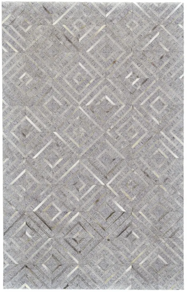8' x 11' Geometric Hand Woven Area Rug - Gray Taupe And Ivory