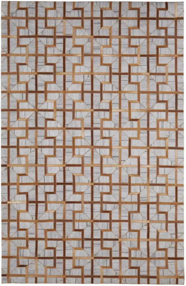 10' x 13' Geometric Hand Woven Area Rug - Tan Brown And Gray