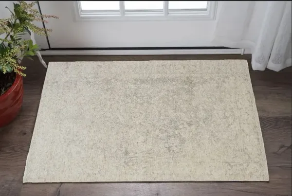 2' x 3' Abstract Hand Woven Area Rug - Ivory And Tan
