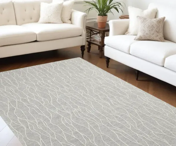 8' x 11' Wool Abstract Tufted Handmade Stain Resistant Area Rug - Taupe And Ivory