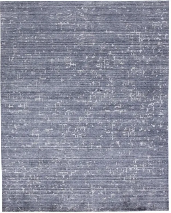 8' x 10' Abstract Hand Woven Viscose Area Rug - Blue And Ivory