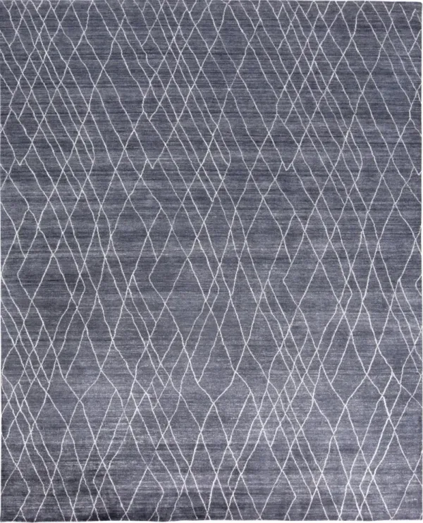 10' x 13' Abstract Hand Woven Area Rug - Blue And Ivory