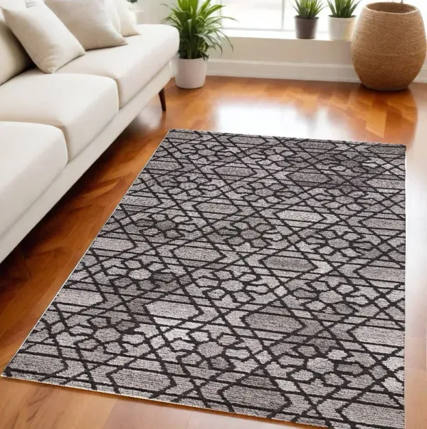 5' x 8' Wool Paisley Hand Tufted Area Rug - Black And Taupe